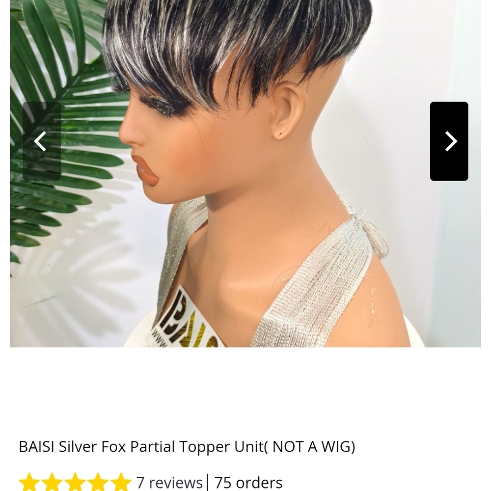 Silver and Black Hair Topper